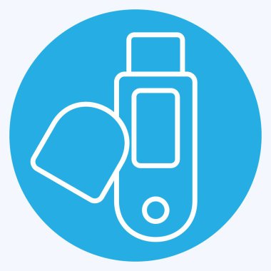 Simge Usb. Bilgisayar sembolüyle ilgili. Mavi gözlü. Basit dizayn edilebilir. Basit resimleme