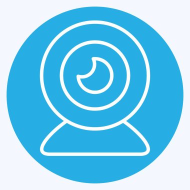 Simge Webcam. Bilgisayar sembolüyle ilgili. Mavi gözlü. Basit dizayn edilebilir. Basit resimleme