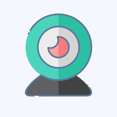 Simge Webcam. Bilgisayar sembolüyle ilgili. Karalama stili. Basit dizayn edilebilir. Basit resimleme