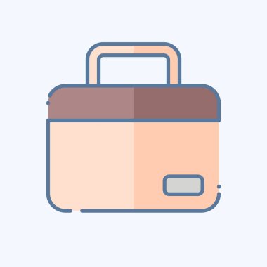 Simge Laptop Çantası. Bilgisayar sembolüyle ilgili. Karalama stili. Basit dizayn edilebilir. Basit resimleme