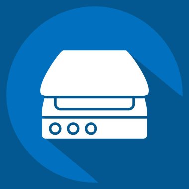 Simge Tarayıcı. Bilgisayar sembolüyle ilgili. Uzun gölge tarzı. Basit dizayn edilebilir. Basit resimleme