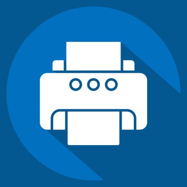 Simge Yazıcısı. Bilgisayar sembolüyle ilgili. Uzun gölge tarzı. Basit dizayn edilebilir. Basit resimleme