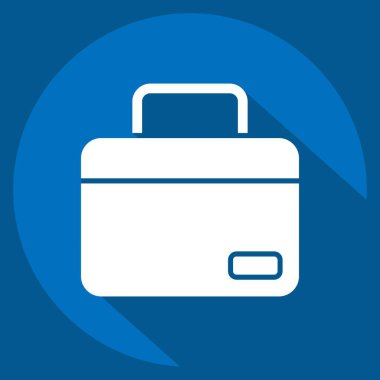 Simge Laptop Çantası. Bilgisayar sembolüyle ilgili. Uzun gölge tarzı. Basit dizayn edilebilir. Basit resimleme