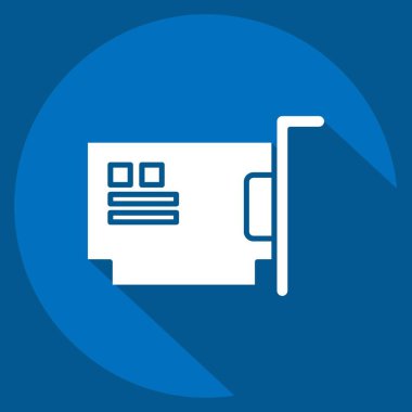 Simge Donanımı. Bilgisayar sembolüyle ilgili. Uzun gölge tarzı. Basit dizayn edilebilir. Basit resimleme