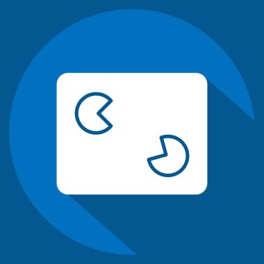 Simge Oyun Bilgisayarı. Bilgisayar sembolüyle ilgili. Uzun gölge tarzı. Basit dizayn edilebilir. Basit resimleme