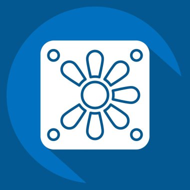 Simge Soğutucu. Bilgisayar sembolüyle ilgili. Uzun gölge tarzı. Basit dizayn edilebilir. Basit resimleme