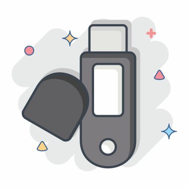 Simge Usb. Bilgisayar sembolüyle ilgili. Çizgi roman. Basit dizayn edilebilir. Basit resimleme