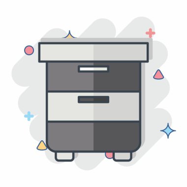 Simge Kabinesi. Bilgisayar sembolüyle ilgili. Çizgi roman. Basit dizayn edilebilir. Basit resimleme