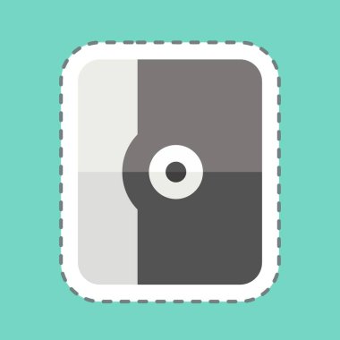 Çıkartma çizgisi Tablet Kutusu 'nu kesti. Bilgisayar sembolüyle ilgili. Basit dizayn edilebilir. Basit resimleme