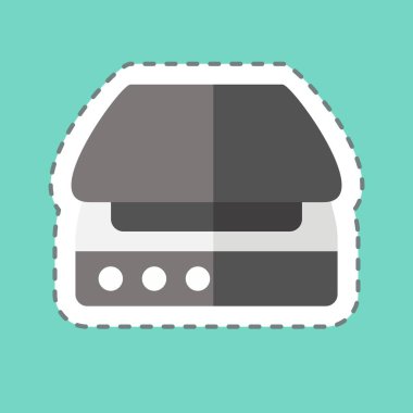 Çıkartma hattı tarayıcıyı kesti. Bilgisayar sembolüyle ilgili. Basit dizayn edilebilir. Basit resimleme