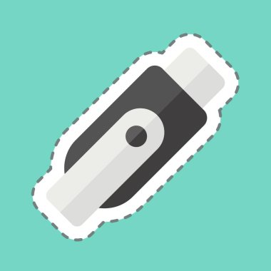 Çıkartma hattı Flashdisk 'i kesti. Bilgisayar sembolüyle ilgili. Basit dizayn edilebilir. Basit resimleme