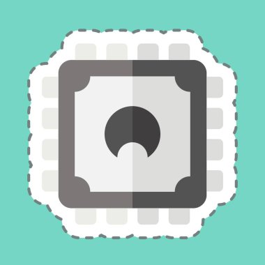 Çıkartma çizgisi Cpu 'yu kesti. Bilgisayar sembolüyle ilgili. Basit dizayn edilebilir. Basit resimleme