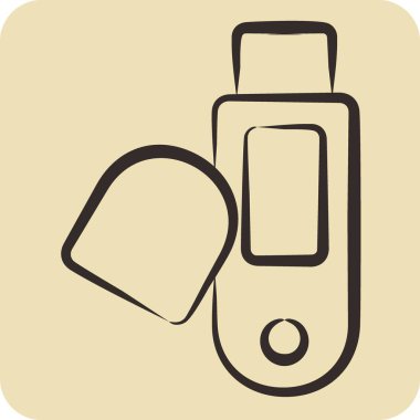 Simge Usb. Bilgisayar sembolüyle ilgili. El çizimi tarzı. Basit dizayn edilebilir. Basit resimleme