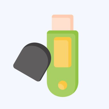 Simge Usb. Bilgisayar sembolüyle ilgili. Düz stil. Basit dizayn edilebilir. Basit resimleme