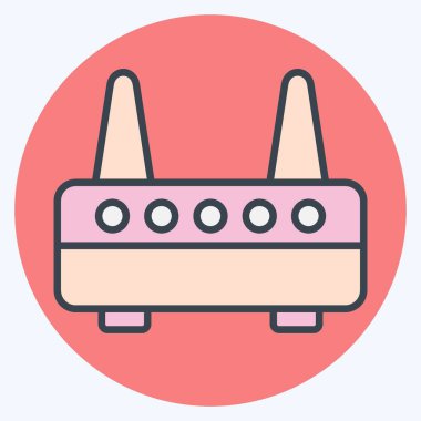 Simge Modemi. Bilgisayar sembolüyle ilgili. renk arkadaşı stili. Basit dizayn edilebilir. Basit resimleme