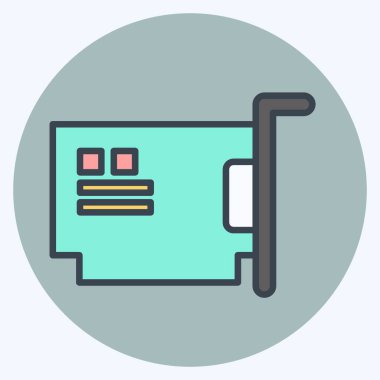 Simge Donanımı. Bilgisayar sembolüyle ilgili. renk arkadaşı stili. Basit dizayn edilebilir. Basit resimleme