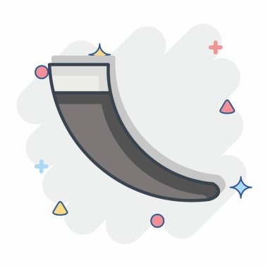 Simge boynuzu. Kelt sembolüyle ilgili. Çizgi roman. Basit dizayn edilebilir. Basit resimleme