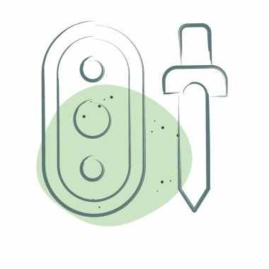 Simge Silahı. Kelt sembolüyle ilgili. Renkli Leke Biçimi. Basit dizayn edilebilir. Basit resimleme