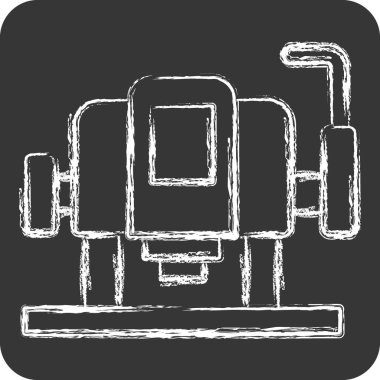 Simge Tahta Yönlendirici. İnşaat sembolüyle ilgili. Tebeşir stili. Basit dizayn edilebilir. Basit resimleme