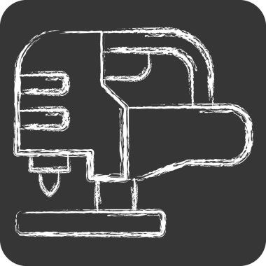 Simge Elektrikli Testere. İnşaat sembolüyle ilgili. Tebeşir stili. Basit dizayn edilebilir. Basit resimleme