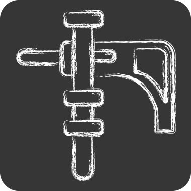 Simge Elektrikli Matkap. İnşaat sembolüyle ilgili. Tebeşir stili. Basit dizayn edilebilir. Basit resimleme