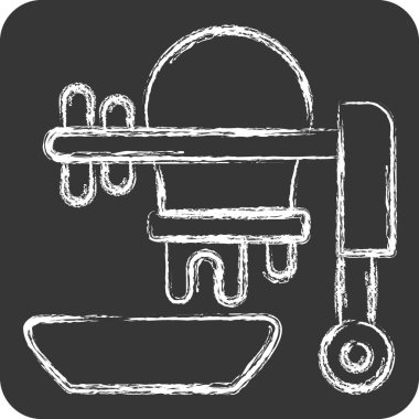 İkon Beton Karıştırıcı. İnşaat sembolüyle ilgili. Tebeşir stili. Basit dizayn edilebilir. Basit resimleme