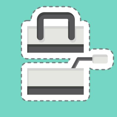 Etiket çizgisi Trowel 'ı kesti. İnşaat sembolüyle ilgili. Basit dizayn edilebilir. Basit resimleme