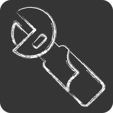 Simge Ayarlanabilir Anahtarı. İnşaat sembolüyle ilgili. Tebeşir stili. Basit dizayn edilebilir. Basit resimleme