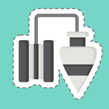 Çıkartma çizgisi Plumb Bob 'u kesti. İnşaat sembolüyle ilgili. Basit dizayn edilebilir. Basit resimleme