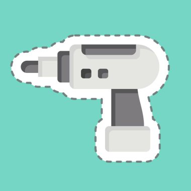 Etiket çizgisi El Matkabı 'nı kesti. İnşaat sembolüyle ilgili. Basit dizayn edilebilir. Basit resimleme