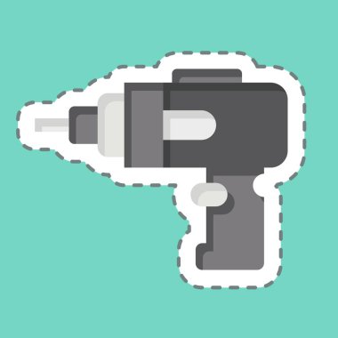 Çıkartma hattı Kablosuz Matkap 'ı kesti. İnşaat sembolüyle ilgili. Basit dizayn edilebilir. Basit resimleme