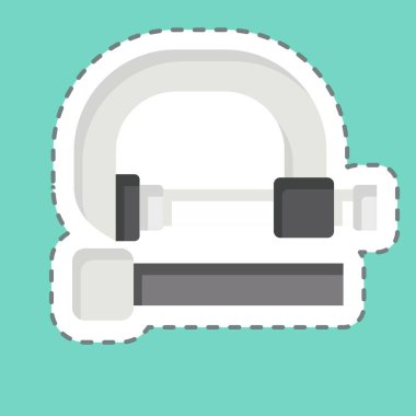 Etiket çizgisi dairesel testereyi kesti. İnşaat sembolüyle ilgili. Basit dizayn edilebilir. Basit resimleme