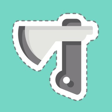 Çıkartma çizgisi Axe 'i kesti. İnşaat sembolüyle ilgili. Basit dizayn edilebilir. Basit resimleme