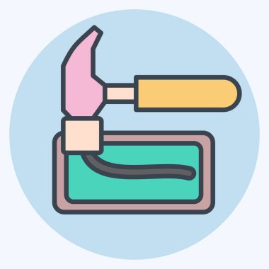 Simge Tuğlası Çekici. İnşaat sembolüyle ilgili. renk arkadaşı stili. Basit dizayn edilebilir. Basit resimleme