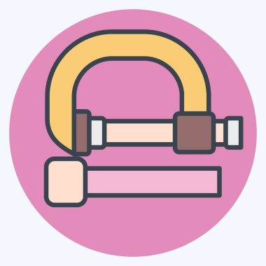 Simge C kıskacı. İnşaat sembolüyle ilgili. renk arkadaşı stili. Basit dizayn edilebilir. Basit resimleme