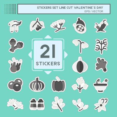 Çıkartma çizgisi kesilmiş Bitkiler ve Baharatlar. Sebze sembolüyle ilgili. Basit dizayn edilebilir. Basit resimleme