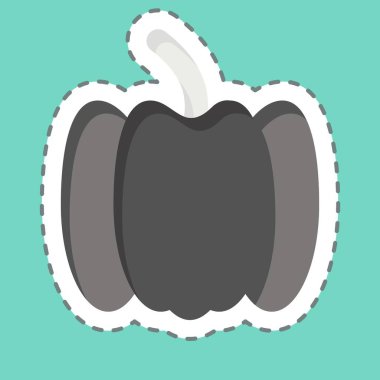 Etiket çizgisi Paprika 'yı kesti. Bitki ve Baharat sembolüyle ilgili. Basit dizayn edilebilir. Basit resimleme