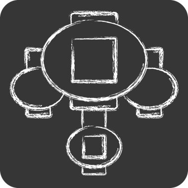 Simge Feneri. Çin Yeni Yıl sembolüyle ilgili. Tebeşir stili. Basit dizayn edilebilir. Basit resimleme