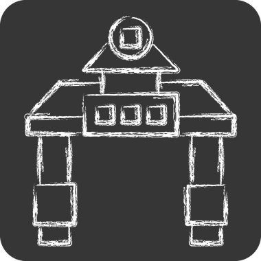 Simge Kapısı. Çin Yeni Yıl sembolüyle ilgili. Tebeşir stili. Basit dizayn edilebilir. Basit resimleme