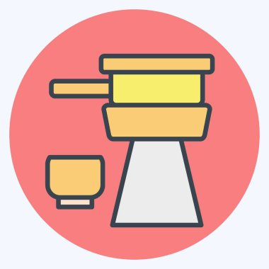 Simge çay seti. Çin Yeni Yıl sembolüyle ilgili. renk arkadaşı stili. Basit dizayn edilebilir. Basit resimleme