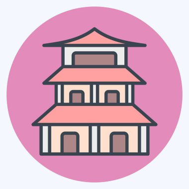 Simge Pagoda. Çin Yeni Yıl sembolüyle ilgili. renk arkadaşı stili. Basit dizayn edilebilir. Basit resimleme