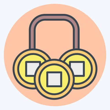 Simge Sikkeleri. Çin Yeni Yıl sembolüyle ilgili. renk arkadaşı stili. Basit dizayn edilebilir. Basit resimleme