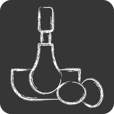 Icon Yağda Yumurta. Aşçılık sembolüyle ilgili. Tebeşir stili. Basit dizayn edilebilir. Basit resimleme