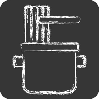 İkon Eriştesi. Aşçılık sembolüyle ilgili. Tebeşir stili. Basit dizayn edilebilir. Basit resimleme