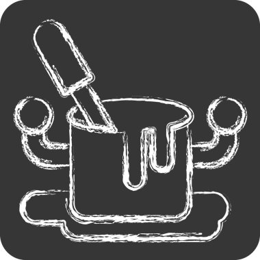 İkon Aşçı Çorbası. Aşçılık sembolüyle ilgili. Tebeşir stili. Basit dizayn edilebilir. Basit resimleme