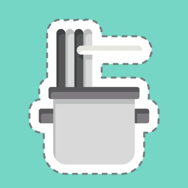 Çıkartma çizgisi Erişte 'yi kesti. Aşçılık sembolüyle ilgili. Basit dizayn edilebilir. Basit resimleme