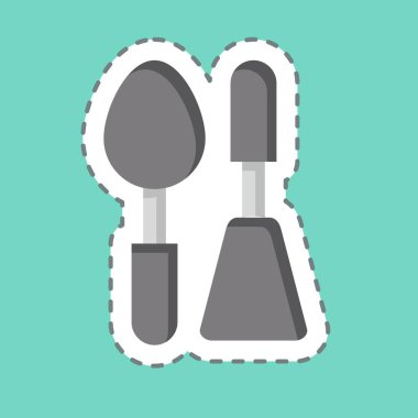 Etiket çizgisi Ladle 'ı kesti. Aşçılık sembolüyle ilgili. Basit dizayn edilebilir. Basit resimleme