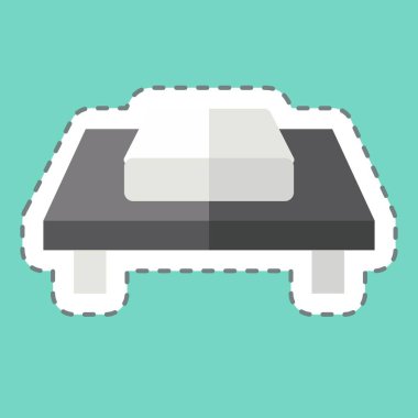 Çıkartma hattı ızgara yiyeceği kesti. Aşçılık sembolüyle ilgili. Basit dizayn edilebilir. Basit resimleme