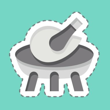 Çıkartma hattı ızgarayı kesti. Aşçılık sembolüyle ilgili. Basit dizayn edilebilir. Basit resimleme