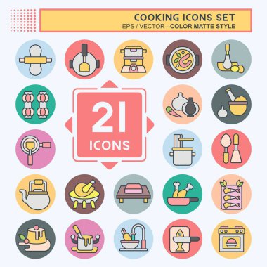 Simge Yemek Pişirme. Gıda sembolüyle ilgili. renk arkadaşı stili. Basit dizayn edilebilir. Basit resimleme